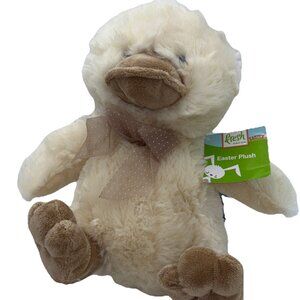 Dan Dee Duck Plush Sitting Cream Beige 12 “ Sitting Poke-Dot Bow Easter NWT
